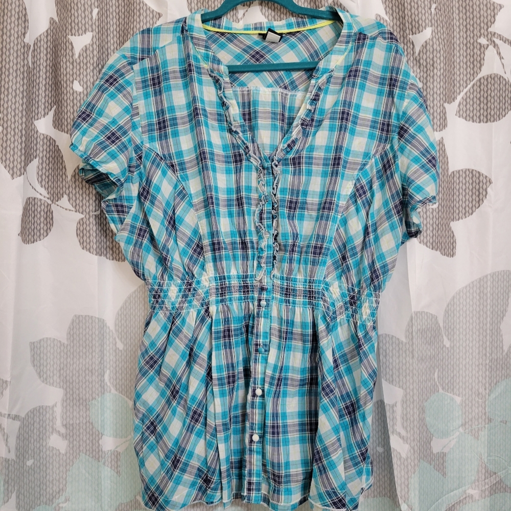 Plaid torrid button top